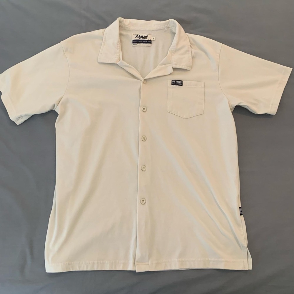 Petrol Shirt Mens Medium White Solid Short Sleeve Button Streetwear Cruising